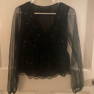 Abercrombie & Fitch sheer black blouse